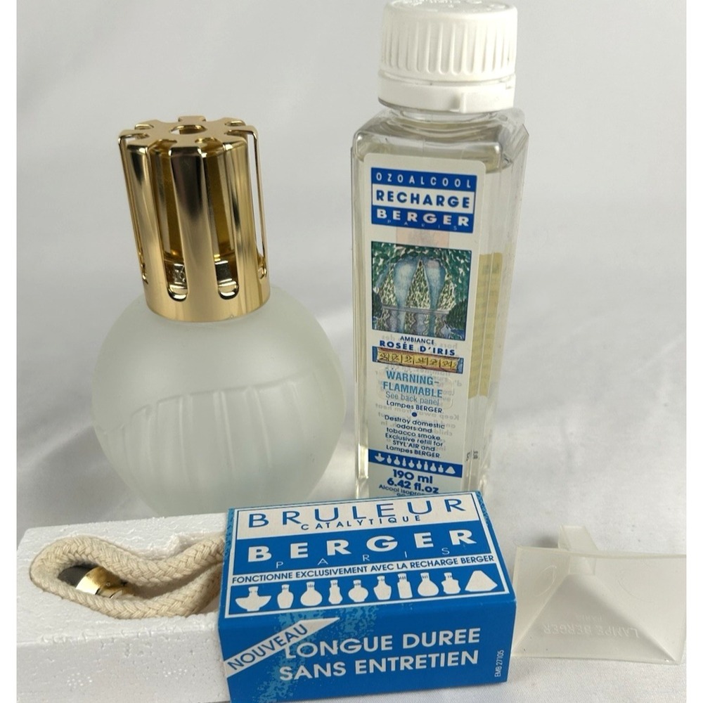 Vintage Lampe Berger Paris Frosted White Fragrance Diffuser Refill Oil Catalytic